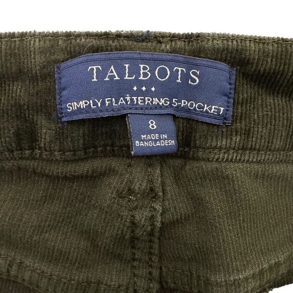 Talbots Simply Flattering Straight Leg size 8 Corduroy Dark Green - Picture 4 of 5